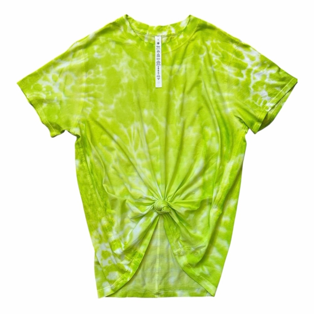 Lululemon Athletica Women’s All Yours Marmoleado Cotton Tee Tie Dye Size 6 Neon